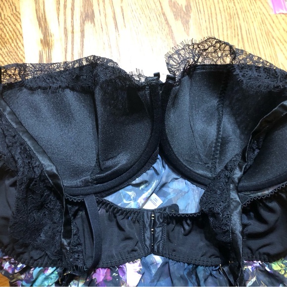 Cacique Ladies Plus Nighty Sheer Dark Floral Chemise With Black Lace Bra 42 DDD - Picture 10 of 10